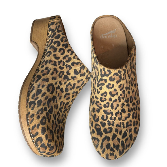 Dansko Brenda Leopard Print Mule Clogs Womens Size 41 10.5 11 Shoes - Picture 1 of 8